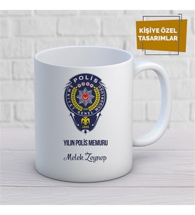 Kişiye Özel İsim Yazılabilir Yılın Polis Memuru Kupa Bardak