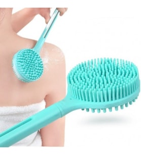 Çift Taraflı Silikon Uzun Saplı Banyo Fırçası
