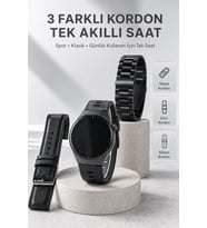 Yeni Nesil Akıllı Saat Bluetooth Görüşme, Sağlık Takibi, AMOLED Ekran ve 3 Kordon Seti