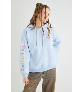 Lisanslı Baskılı Kapüşonlu Kalın  Mavi  Sweatshirt