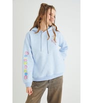 Lisanslı Baskılı Kapüşonlu Kalın  Mavi  Sweatshirt