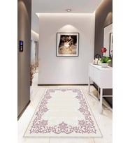 Pembe Çerçeveli Kaymaz Taban Makinede Yıkanabilir Halı MK60 - 100 x 160 cm