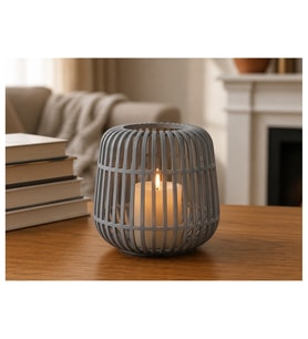 Alvera Modern Kafes Tasarımlı Dekoratif Mumluk – Tealight Mumluk, Masaüstü Ev ve Ofis Dekoru - Gri