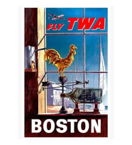 Boston Seyahat Posteri Tablo Ahşap Poster Dekoratif
