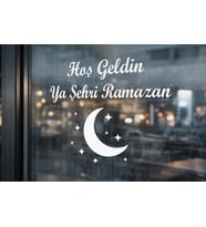 Hoş Geldin Ya Şehri Ramazan Cam Duvar Ayna Sticker Etiket (Parlak Beyaz)