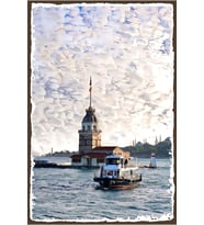 Kız Kulesi Retro Ahşap Poster Özel İstanbul Koleksiyonu -hbb