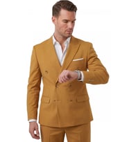 DeepSEA Erkek Taba Premium Collection İtalyan Kesim Likralı Kruvaze Takım Elbise 2600643