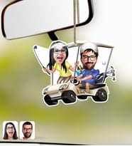 BK Gift Kişiye Özel Sevgililer Karikatürlü Ahşap Araba Dikiz Ayna Süsü-96