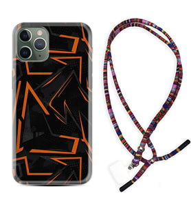 Apple iPhone 11 12 13 14 Pro Max Kılıf Boyun Asklı Rasta Silikon Zigzaglar 1651