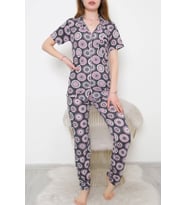 Düğmeli Pijama Takımı Fümepembe - 10873.1048.