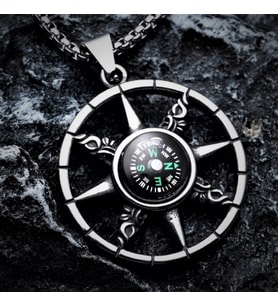 voyageaccessory Paslanmaz Çelik Gemici Pusula Kolye /Kuzey Yıldız Kolye