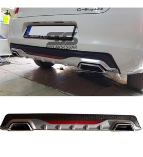 Citroen C-elysee Difüzör Arka Tampon Eki 2 Egzoz Çıkışlı Gri Reflektörlü