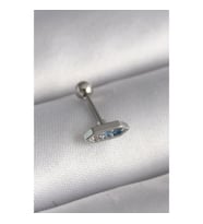 316L Çelik Gümüş Renk Mavi Zirkon Taşlı Tragus Piercing - TJ-PR1285 TG-V 7579