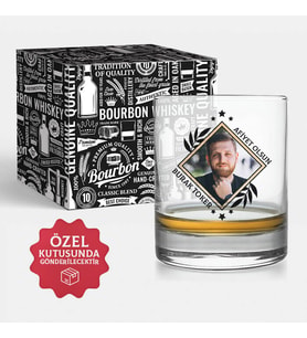 Fotoğraflı Kişiye Özel Viski Kadehi Şık Kutulu
