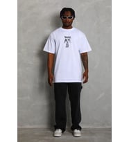 Erkek Baskılı T-Shirt Kısa Kol Bisiklet Yaka Regular Fit Tişört - Beyaz