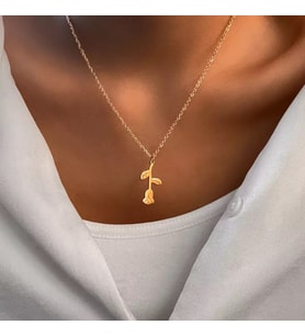 Kişiye Özel 925 Ayar Gümüş Dikey Gül Kolye (Gold)
