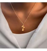Kişiye Özel 925 Ayar Gümüş Dikey Gül Kolye (Gold)