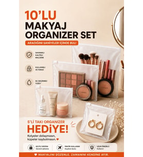 Pratik Makyaj ve Takı Organizeri Seti, 10 ve 5’li Hediye Paketleriyle