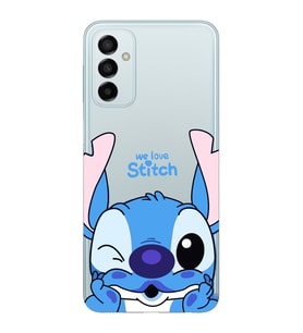 Samsung Galaxy M23 Uyumlu We Love Stitch Desenli Şeffaf Telefon Kılıfı
