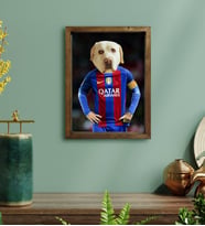 Evcil Dostlara Özel Futbolcu Tasarımlı Portre Doğal Masif Ahşap Çerçeveli Tablo 30x40cm-3