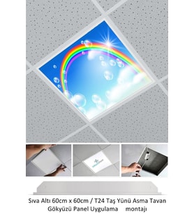 60cmx60cm-asma Tavan-sıva Altı-54w-6500k-beyaz-led Panel-led Armatür- 60x60 Taş Yünü Asma Tavan Ledi