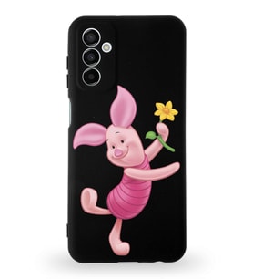 Samsung Galaxy M13 Uyumlu Lansman Kılıf Altı Kapalı İçi Kadife  Piglet Tasarımlı  Kapak (Şeffaf)