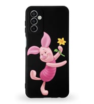 Samsung Galaxy M13 Uyumlu Lansman Kılıf Altı Kapalı İçi Kadife  Piglet Tasarımlı  Kapak (Şeffaf)