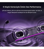 Lexroo Aula GS6 PRO 10W RGB Bluetooth USB Kablolu Soundbar Hoparlör Player Özellikli Speaker Siyah