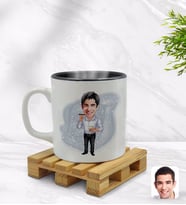BK Gift Kişiye Özel Baba Karikatürlü İçi Siyah Renkli Kupa Bardak Model 1