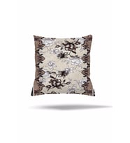 Kahverengi Çiçek Desen Batik Gizli Fermuarlı Yastık Kılıfı Kırlent Kılıfı Koltuk Yastık Kılıfı (Koyu Bej)