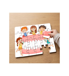 Diş Fırçalayan Mutlu Çocuklar Tasarımlı 24 Parça Ahşap Çocuk Puzzle MPK0605