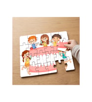 Diş Fırçalayan Mutlu Çocuklar Tasarımlı 24 Parça Ahşap Çocuk Puzzle MPK0605