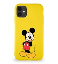Apple iPhone 11 Soft Premier Kapak Mickey Mouse-B Tasarımlı Silikon Kılıf - Sarı (Şeffaf)