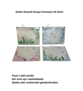 Desenli Dosya Fermuarlı A5 Simli (SB35)