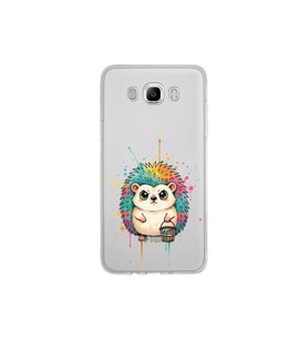 Samsung Galaxy J7 2016 ile Uyumlu Splash Kirpi Tasarımlı Şeffaf Silikon Kılıf