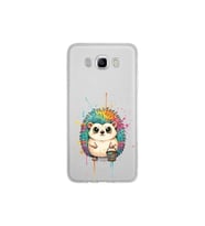 Samsung Galaxy J7 2016 ile Uyumlu Splash Kirpi Tasarımlı Şeffaf Silikon Kılıf