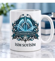 Göğüs Hastalıkları Uzmanı Kupa Bardak Akciğer ve Stetoskop Desenli