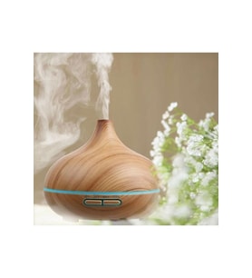 Kahverengi 7 LED Wood Aroma Diffuser, Uzaktan Kumandalı, 550 ml