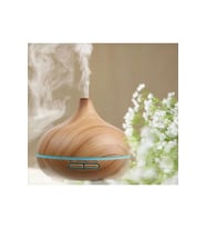 Kahverengi 7 LED Wood Aroma Diffuser, Uzaktan Kumandalı, 550 ml