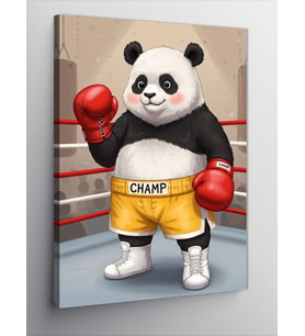 Kanvas Tablo Boksör Panda Çizimi