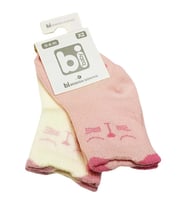 Bibaby Bebek Çorabı 2 li 0-6 Ay -Kedili - Açık Pembe - Ekru