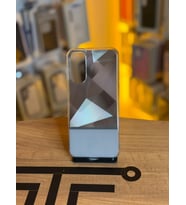 Samsung A14 Uyumlu Kristal Görünümlü Geometrik Desenli Parlak Kılıf (Beyaz)