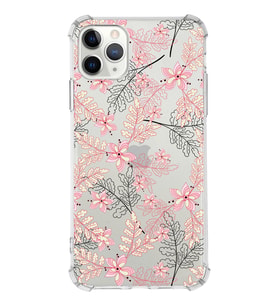 Apple iPhone 11 Pro Uyumlu Köşe Korumalı Antişok  Kapak Floral Kırmızı Tasarımlı Şeffaf  Kılıf