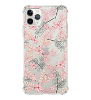 Apple iPhone 11 Pro Uyumlu Köşe Korumalı Antişok  Kapak Floral Kırmızı Tasarımlı Şeffaf  Kılıf