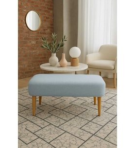 Dikdörtgen Puf Bench Ahşap Retro Ayak Peluş Tabure