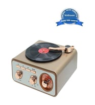 Metalik Nostaljik Tasarım Plak Çalar Görünümlü Radyolu Bluetooth Hoparlör Retro Müzik Plak