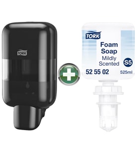 Tork Mini S5 Siyah Sabun ve Dezenfektan Dispenseri 565208 + 525502 Köpük Sabun Hediyeli