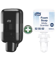 Tork Mini S5 Siyah Sabun ve Dezenfektan Dispenseri 565208 + 525502 Köpük Sabun Hediyeli