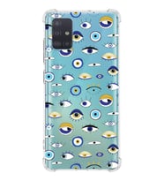PrintiFy Samsung Galaxy A51 Uyumlu Nazar Boncuğu 2 Baskılı Şeffaf Köşe Korumalı Antişok Kılıf