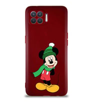 Oppo Reno 4 Lite Soft Premier Kapak Mickey Mouse-G Tasarımlı Silikon Kılıf - Mürdüm (Şeffaf)
